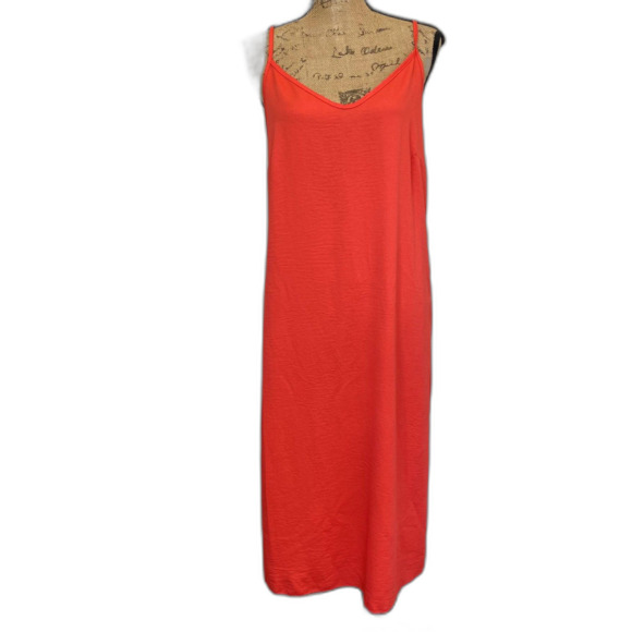NWT See You Monday Midi Slip Dress Solid Coral Orange Party Size Large - Picture 1 of 6